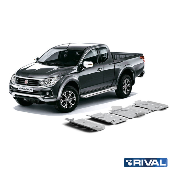 Skid Plate Set (Radiator, Engine, Gearbox, Transfer Case) Fiat Fullback 2016-2020;  Mitsubishi L200 2015-2019; 2018-2023; Pajero Sport 2016-2021; 2021-; 2,4 l. / diesel; 3 l. / gasoline